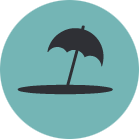 umbrella icon in a circle